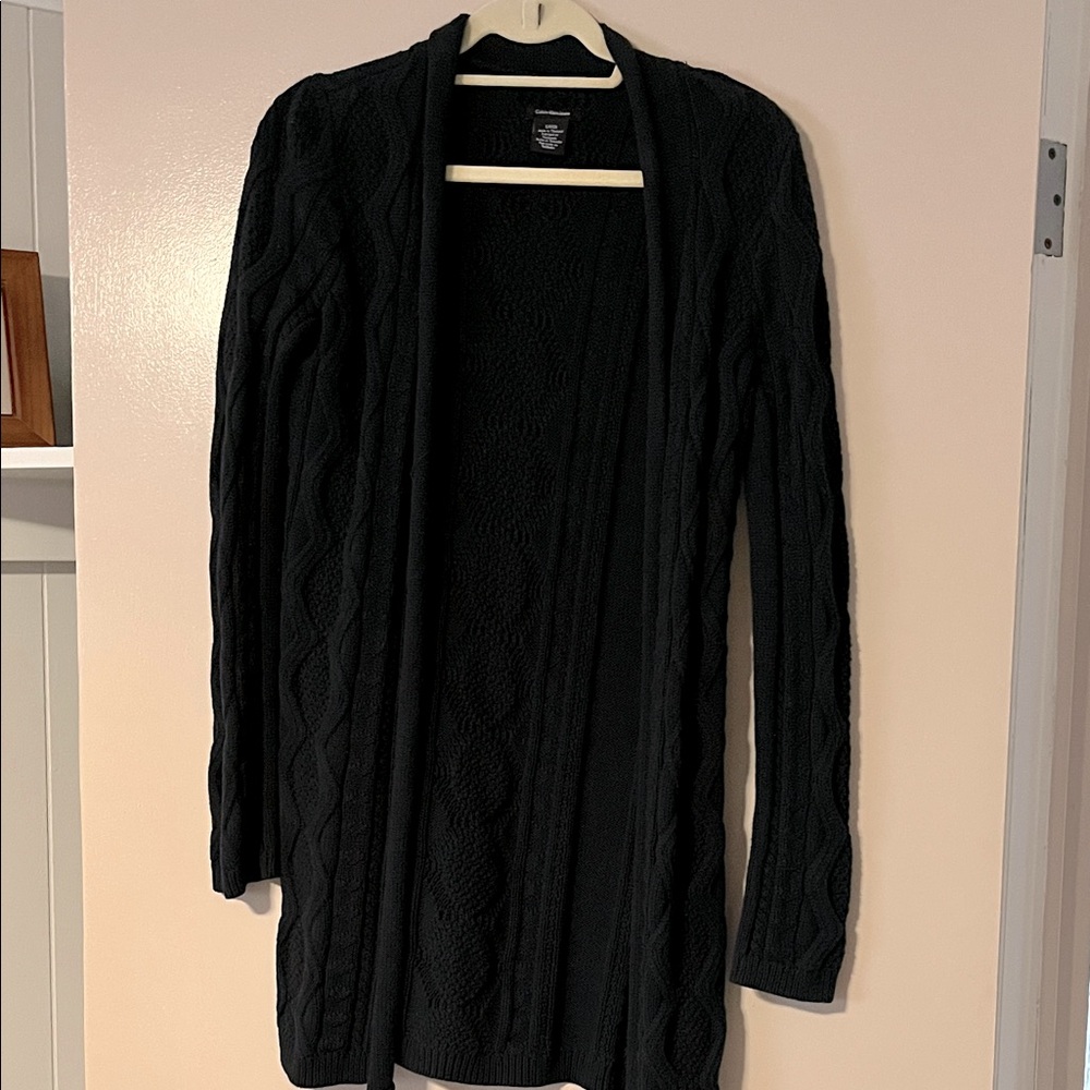 Calvin Klein Jeans Black Cable Knit Cardigan. Size small. Great condition.